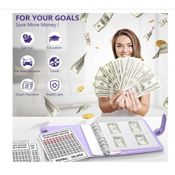 100 Envelope Money Saving Challenge Binder & Budget Planner Pre-Numbered - Picture 3 of 7